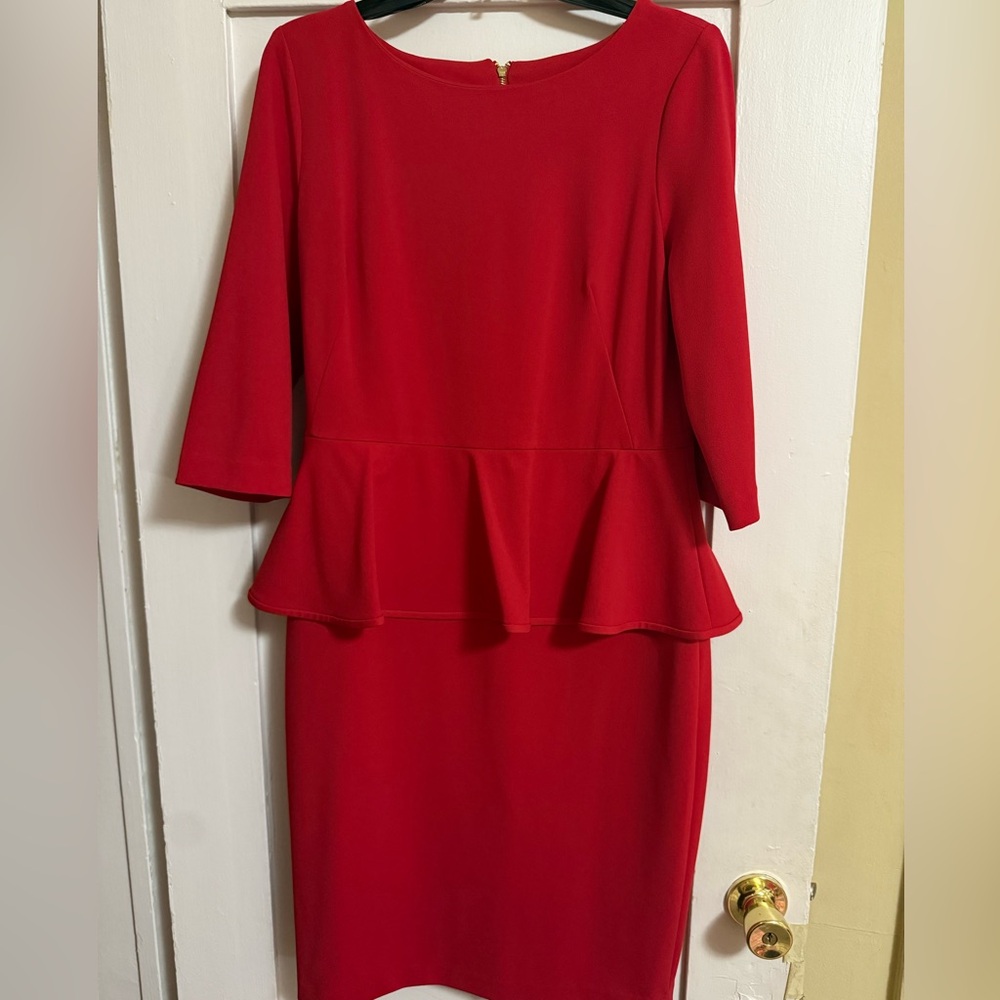 Calvin Klein Red Long Sleeve Dress